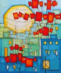 Salman Farooqi, 16 x 20 Inch, Acrylic on Canvas, Cityscape Painting, AC-SF-371